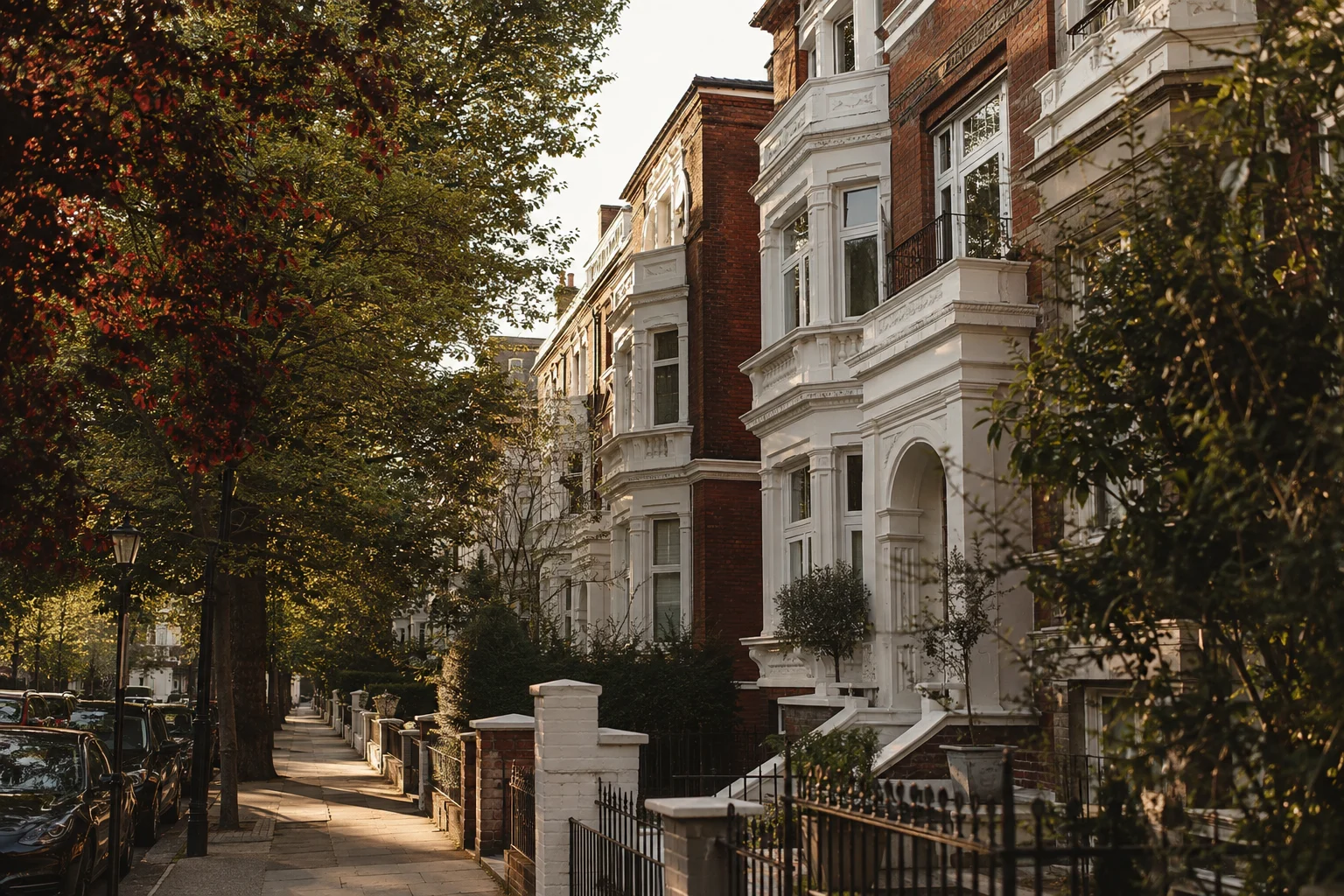 Illustrative photograph of a leafy London street with Victorian brick houses